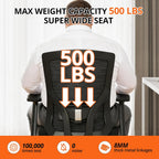 500 lbs Big and Tall Office Chair with Spring-Supported for Heavy People | Comfort Extra-Wide Seat Cushion, 3D Armrests, Heavy Duty Mesh Desk Chairs,Breathable