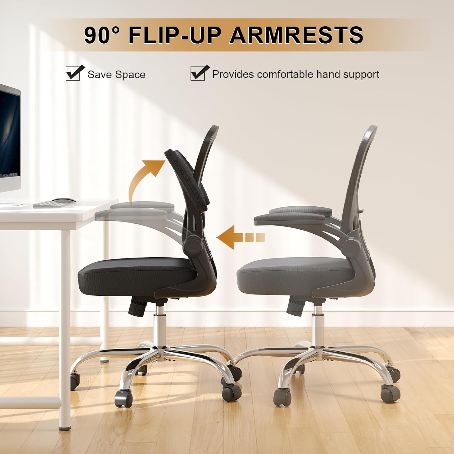 Office Chair|Ergonomic Desk Chairs 330LBS Capacity | Flip-up Armrests,Mesh Computer Chair,High Back,Comfy Work,Adjustable Lumbar Support