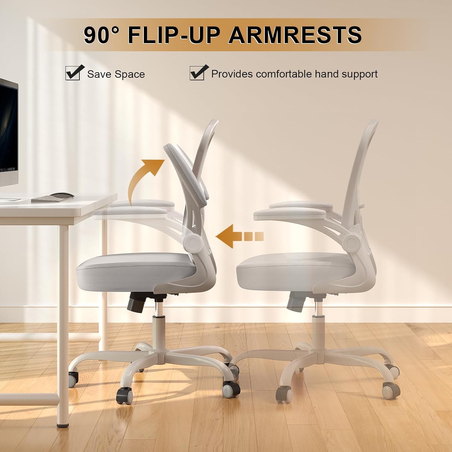 Office Chair|Ergonomic Desk Chairs 330LBS Capacity | Flip-up Armrests,Mesh Computer Chair,High Back,Comfy Work,Adjustable Lumbar Support