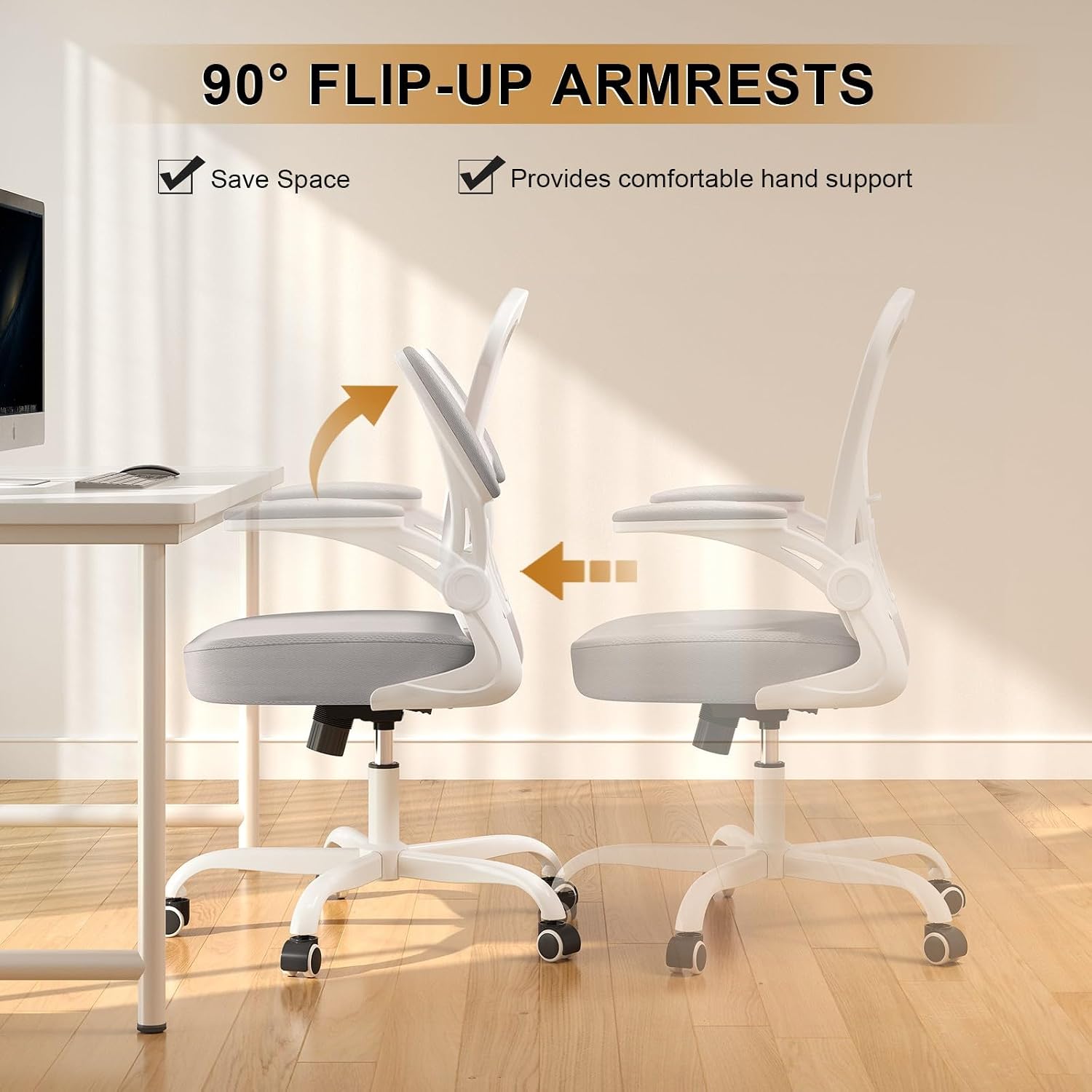 Office Chair|Ergonomic Desk Chairs 330LBS Capacity | Flip-up Armrests,Mesh Computer Chair,High Back,Comfy Work,Adjustable Lumbar Support