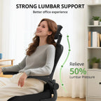 Office Chair Ergonomic Desk Chair, 330LBS Capacity, High Back Computer Chair for Long Hours Comfortable, Rolling Swivel Executive Task Chair for Home Office with Flip-up Armrests, Black