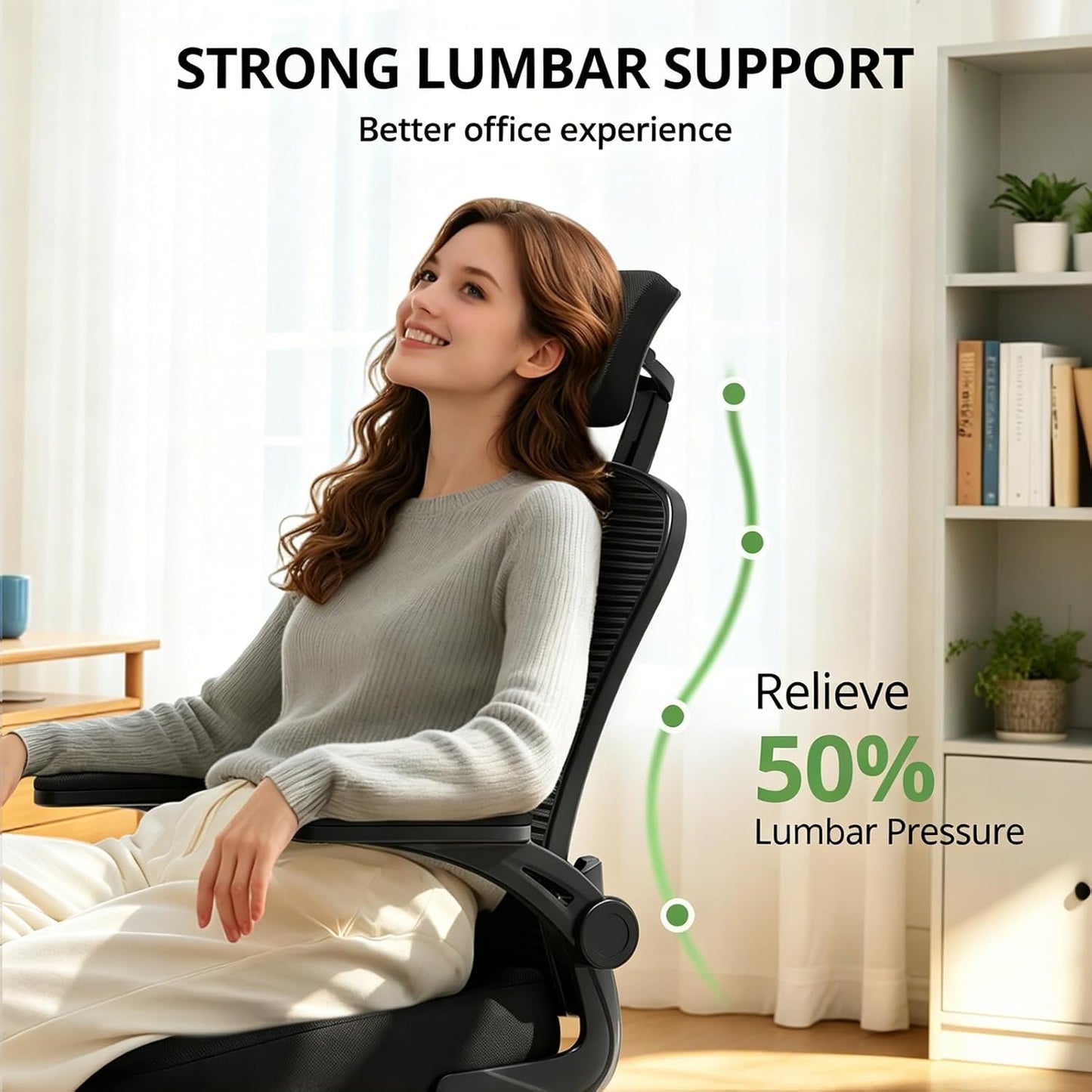 Office Chair|330LBS Capacity Ergonomic Desk Chair | High Back Computer Chair,Long Hours Comfortable,Rolling Swivel,Flip-up Armrests,Home Office