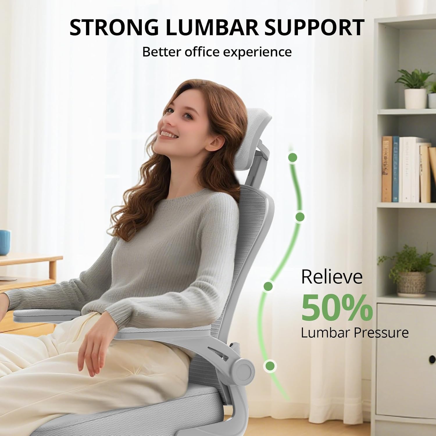 Office Chair|330LBS Capacity Ergonomic Desk Chair | High Back Computer Chair,Long Hours Comfortable,Rolling Swivel,Flip-up Armrests,Home Office