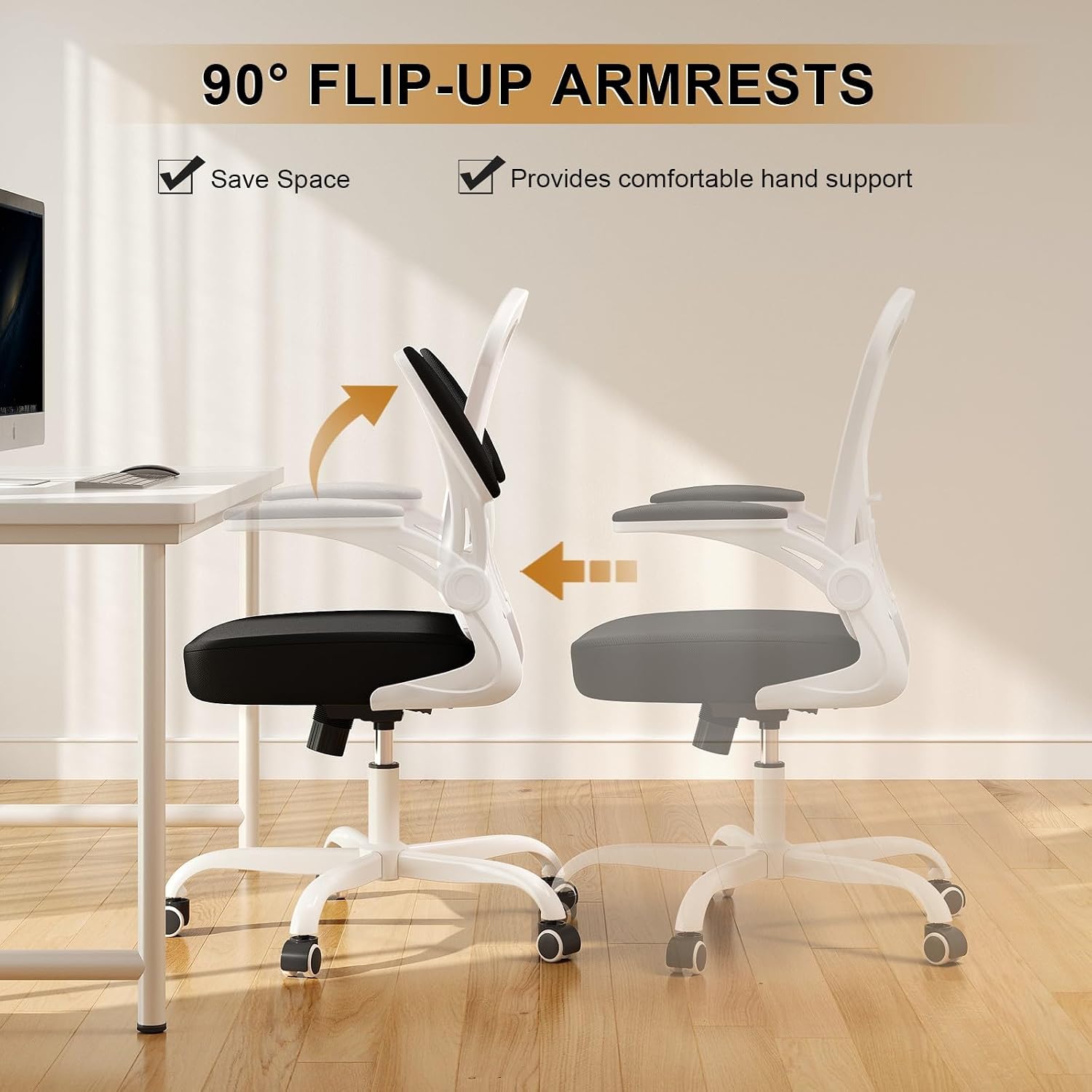 Office Chair|Ergonomic Desk Chairs 330LBS Capacity | Flip-up Armrests,Mesh Computer Chair,High Back,Comfy Work,Adjustable Lumbar Support