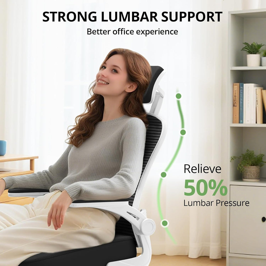 Office Chair|330LBS Capacity Ergonomic Desk Chair | High Back Computer Chair,Long Hours Comfortable,Rolling Swivel,Flip-up Armrests,Home Office