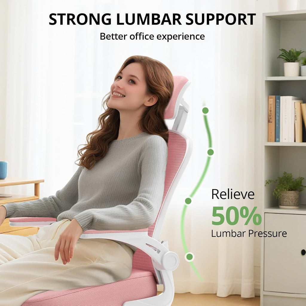Office Chair|330LBS Capacity Ergonomic Desk Chair | High Back Computer Chair,Long Hours Comfortable,Rolling Swivel,Flip-up Armrests,Home Office