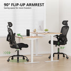 Office Chair Ergonomic Desk Chair, 330LBS Capacity, High Back Computer Chair with Lumbar Support, Flip-up Armrests Swivel Task Chairs for Long Hours Work