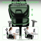 Ergonomic Office Chair with Footrest, Mesh Desk Chair with 135° Recline, Adjustable Lumbar Support, 3D Armrests and Headrest, Swivel Computer Chair for Home Office