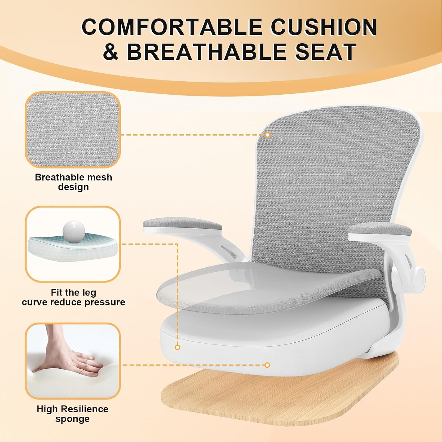 Office Chair|Ergonomic Desk Chairs 330LBS Capacity | Flip-up Armrests,Mesh Computer Chair,High Back,Comfy Work,Adjustable Lumbar Support