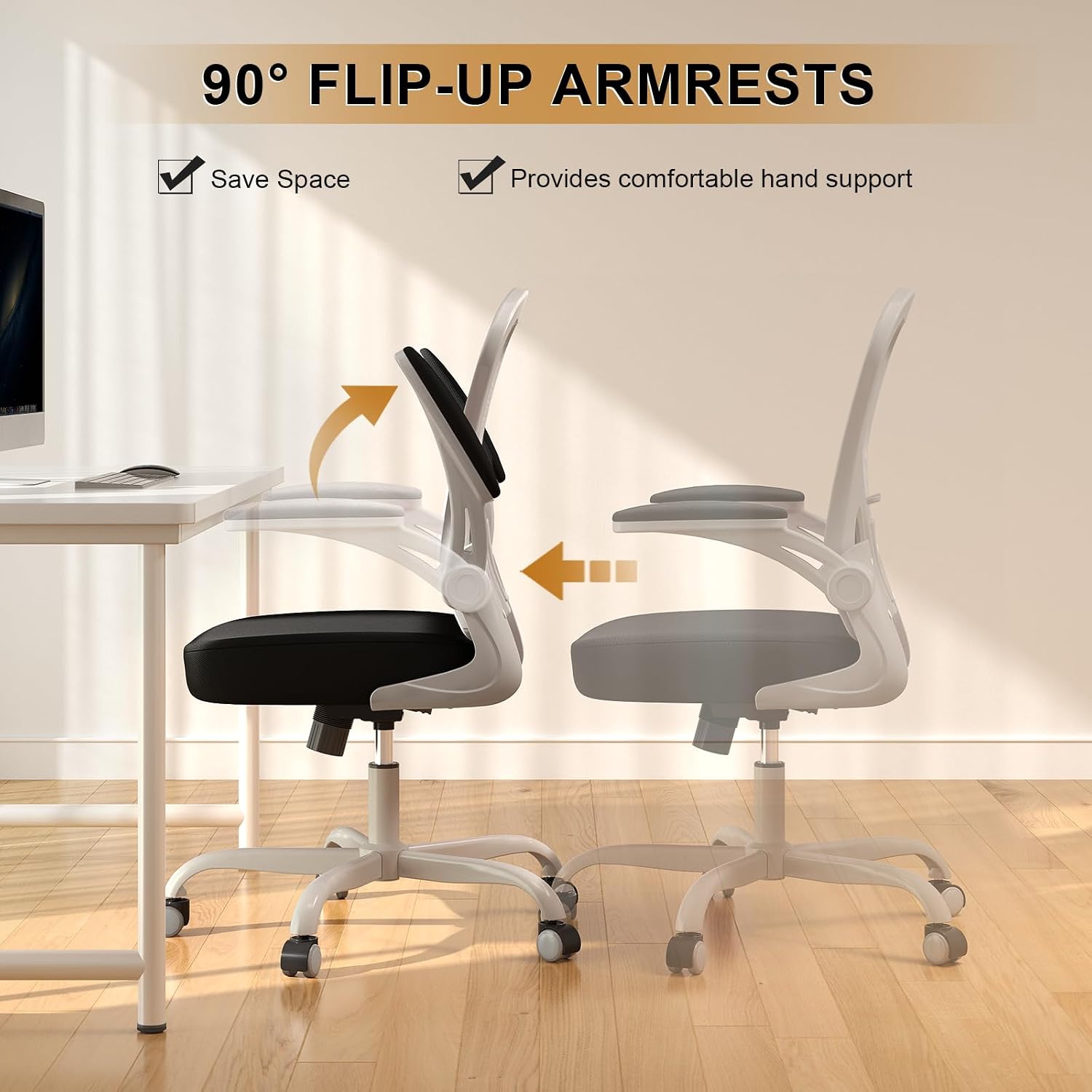 Office Chair|Ergonomic Desk Chairs 330LBS Capacity | Flip-up Armrests,Mesh Computer Chair,High Back,Comfy Work,Adjustable Lumbar Support