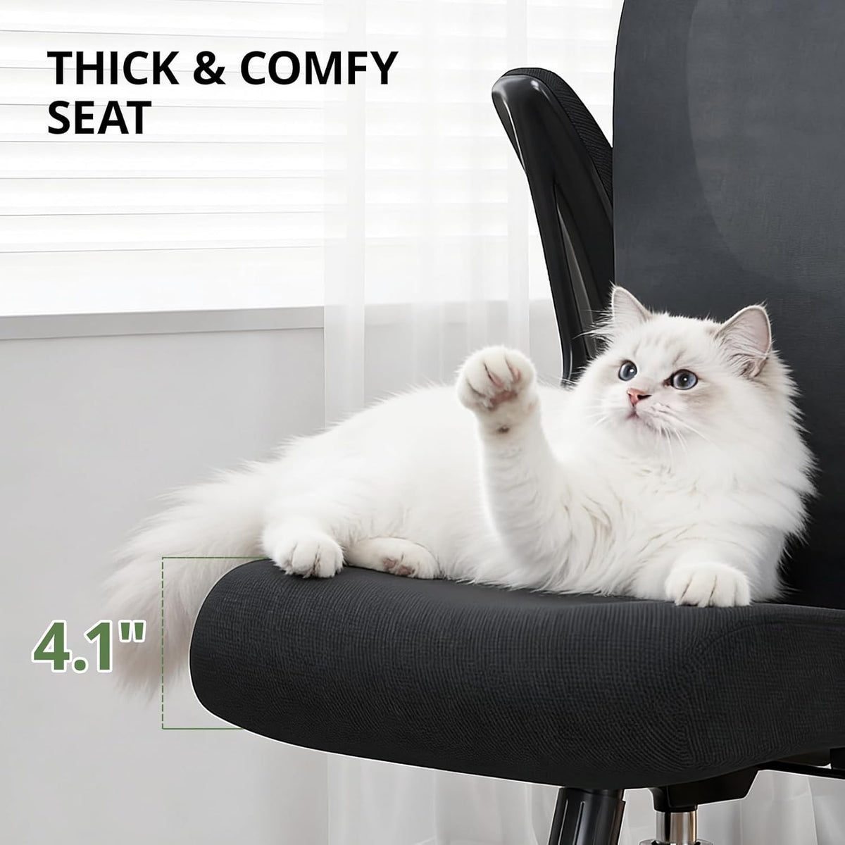 Office Chair 330 lbs Capacity, Ergonomic Breathable Mesh Desk Chair with Lumbar Support & Flip-Up Armrest, High Back Computer Chair for Home Office, Black