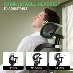 Ergonomic Office Chair with Footrest, Mesh Desk Chair with 135° Recline, Adjustable Lumbar Support, 3D Armrests and Headrest, Swivel Computer Chair for Home Office