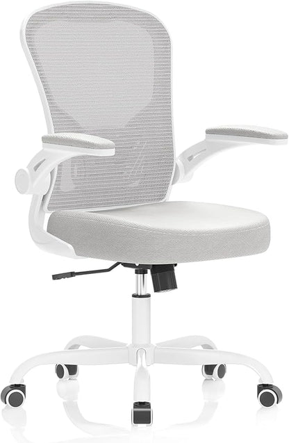 Desk Chair Comfy Home Office Chair Business Computer Chair Ergonomic White+Grey