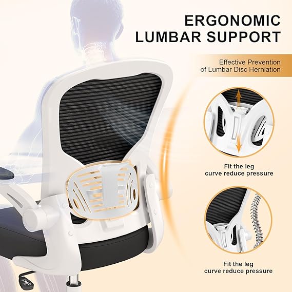 Desk Chair Comfy Home Office Chair Business Computer Chair Ergonomic White+Black