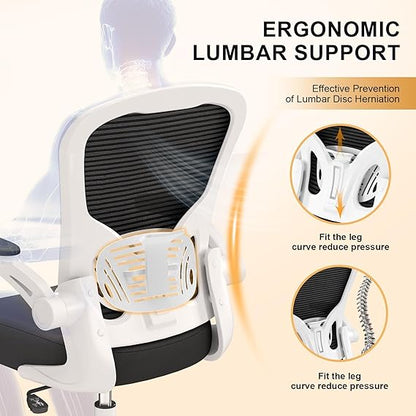 Desk Chair Comfy Home Office Chair Business Computer Chair Ergonomic White+Black