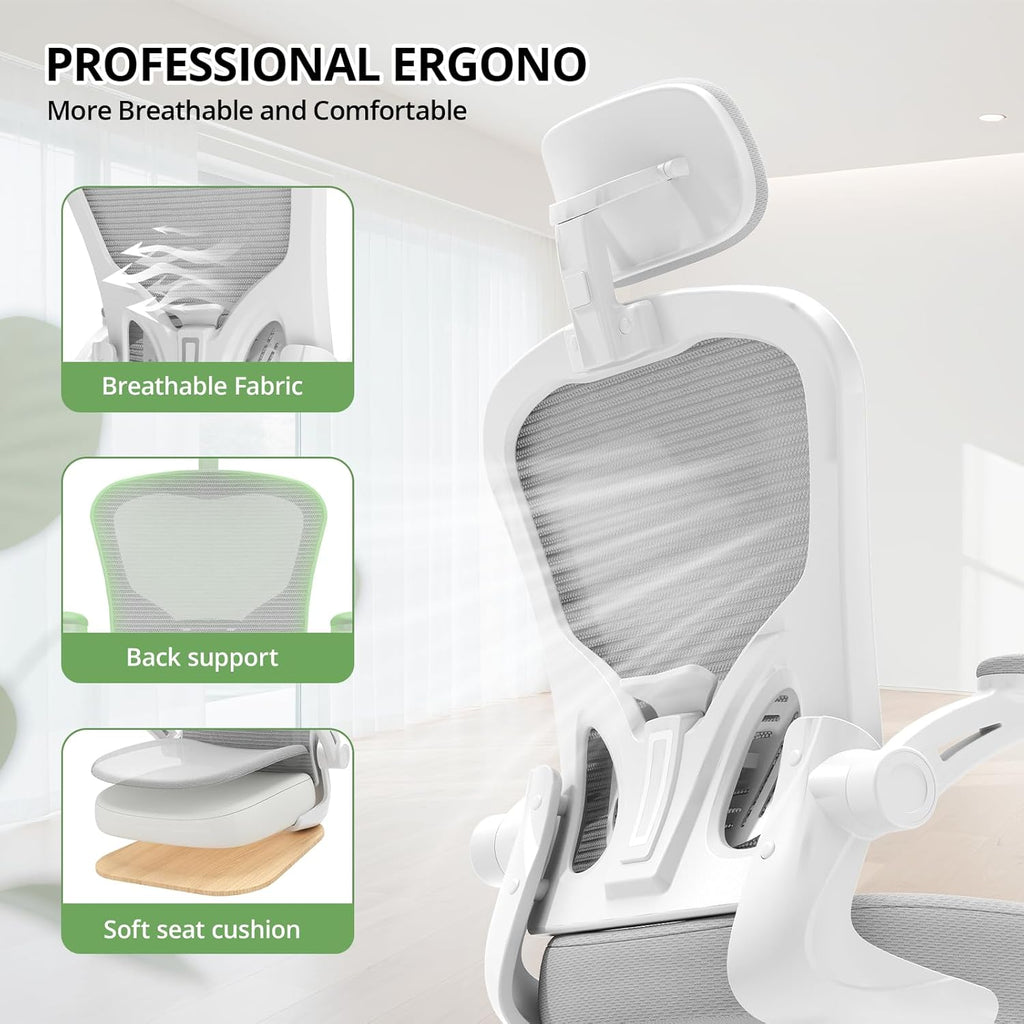 Office Chair|330LBS Capacity Ergonomic Desk Chair | High Back Computer Chair,Long Hours Comfortable,Rolling Swivel,Flip-up Armrests,Home Office