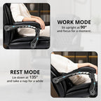 350lbs Big and Tall Executive Office Chair with Footrest | Reclining ,Wide Seat with Pocket Spring,Lumbar Support and Pillow,High Back Leather Desk Chair