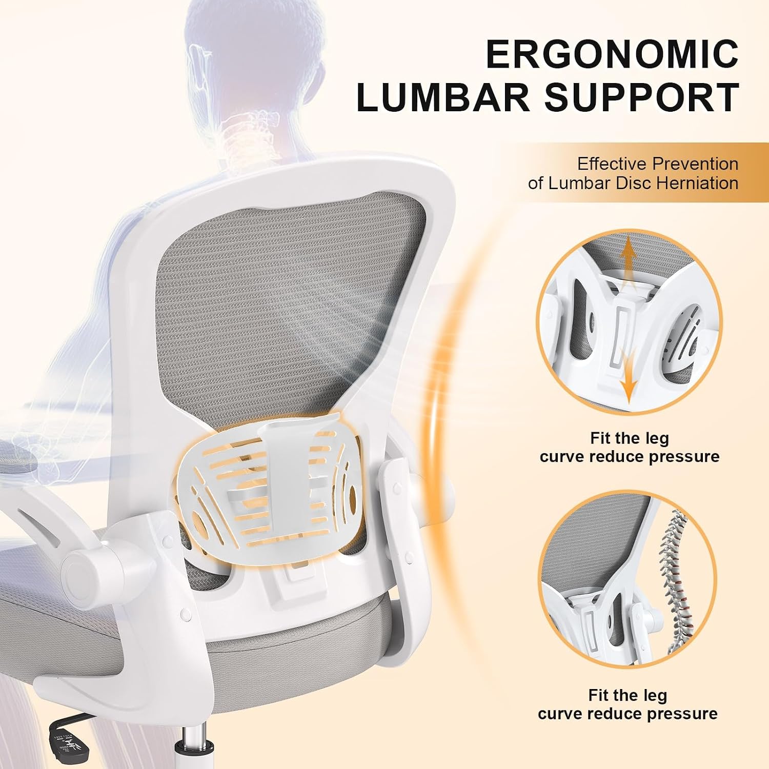 Office Chair|Ergonomic Desk Chairs 330LBS Capacity | Flip-up Armrests,Mesh Computer Chair,High Back,Comfy Work,Adjustable Lumbar Support