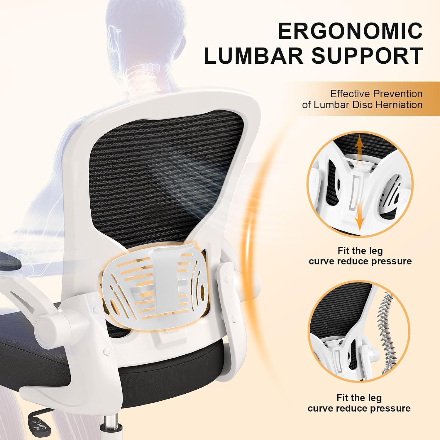 Office Chair|Ergonomic Desk Chairs 330LBS Capacity | Flip-up Armrests,Mesh Computer Chair,High Back,Comfy Work,Adjustable Lumbar Support
