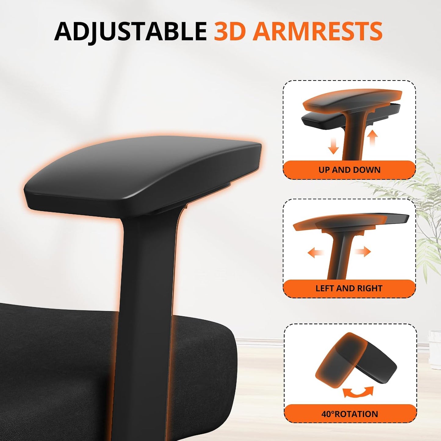 500 lbs Big and Tall Office Chair with Spring-Supported for Heavy People | Comfort Extra-Wide Seat Cushion, 3D Armrests, Heavy Duty Mesh Desk Chairs,Breathable