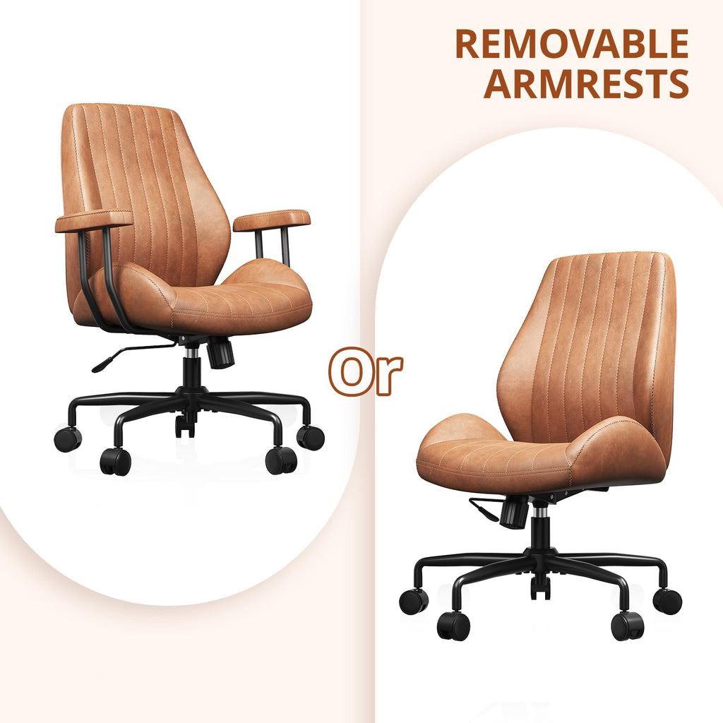 Ergonomic Home Office Chair Leather Desk Chairs with Adjustable Height | Thickened Cushions, Comfy Executive Armchair,Home Office Gaming
