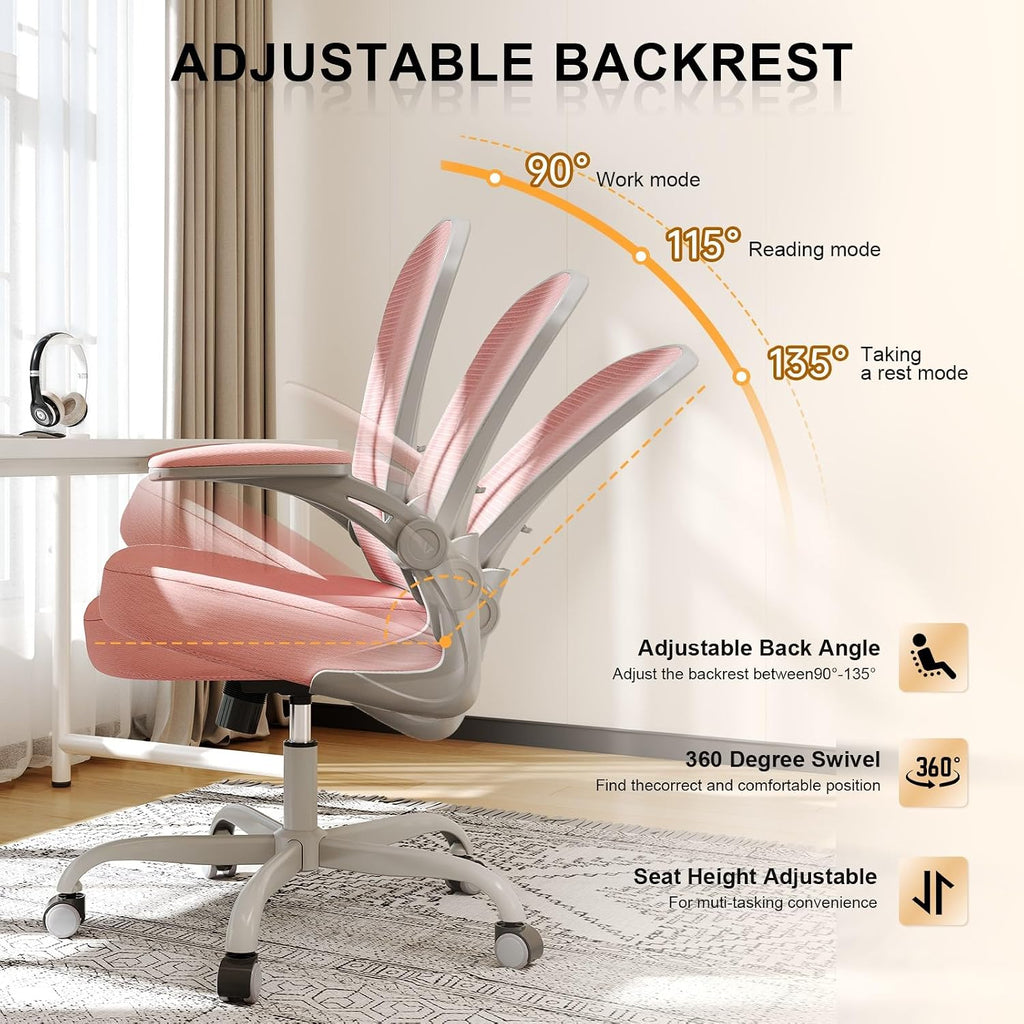 Office Chair|Ergonomic Desk Chairs 330LBS Capacity | Flip-up Armrests,Mesh Computer Chair,High Back,Comfy Work,Adjustable Lumbar Support