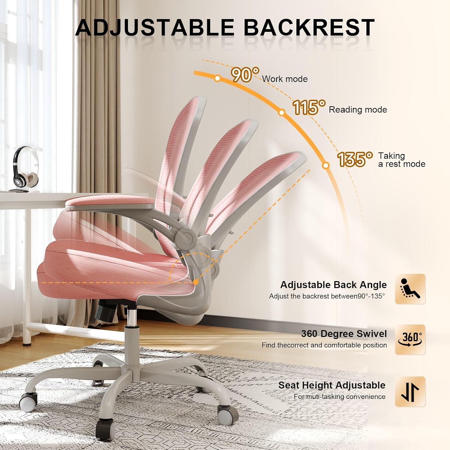 Office Chair|Ergonomic Desk Chairs 330LBS Capacity | Flip-up Armrests,Mesh Computer Chair,High Back,Comfy Work,Adjustable Lumbar Support