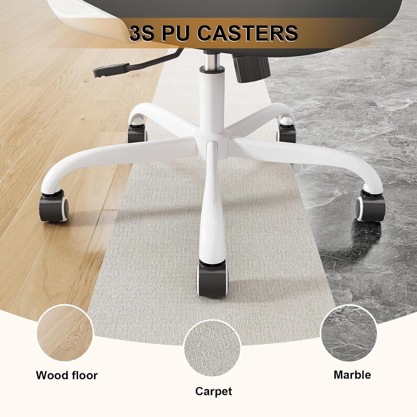 Desk Chair Comfy Home Office Chair Business Computer Chair Ergonomic White+Black