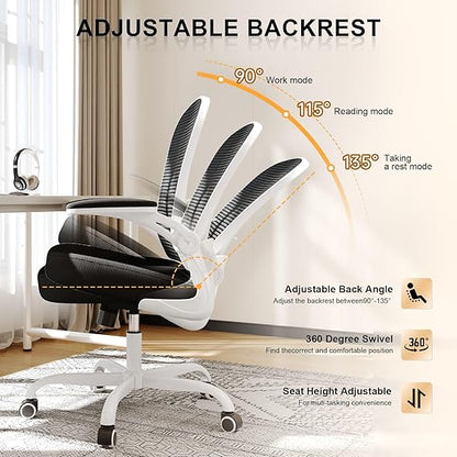 Desk Chair Comfy Home Office Chair Business Computer Chair Ergonomic White+Black