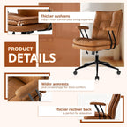 Ergonomic Home Office Chair Leather Desk Chairs with Adjustable Height | Thickened Cushions, Comfy Executive Armchair,Home Office Gaming