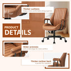Ergonomic Home Office Chair Leather Desk Chairs with Adjustable Height | Thickened Cushions, Comfy Executive Armchair,Home Office Gaming