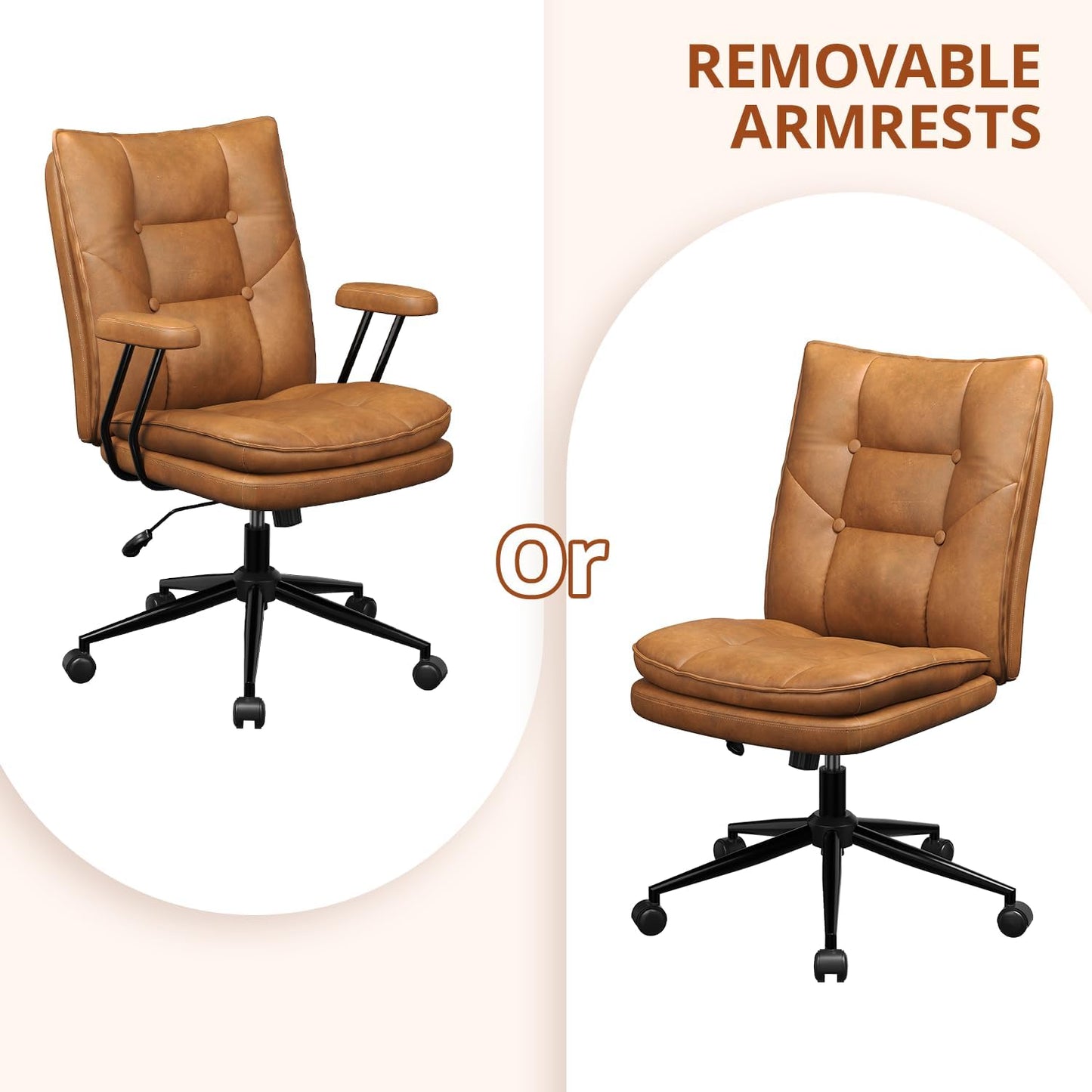Ergonomic Home Office Chair Leather Desk Chairs with Adjustable Height | Thickened Cushions, Comfy Executive Armchair,Home Office Gaming