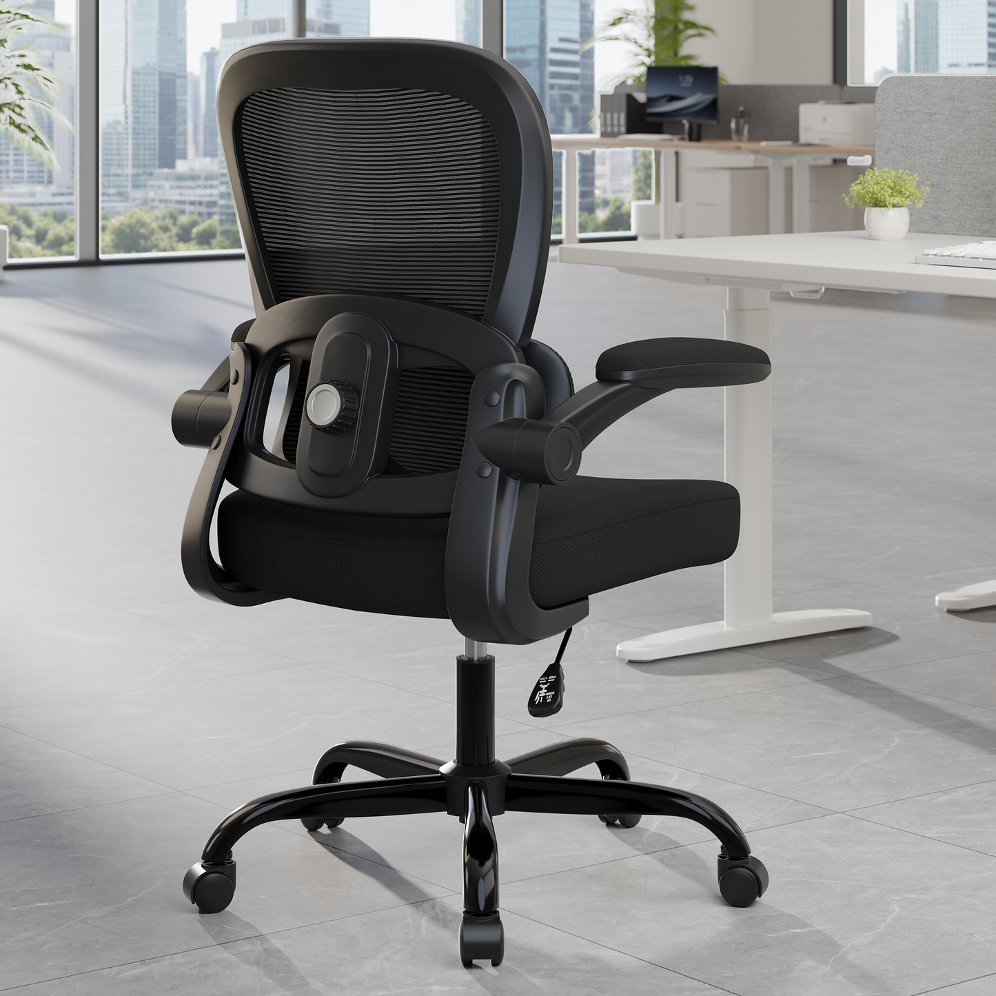 Ergonomic Mesh Office Chair with Adjustable Lumbar Support, Black