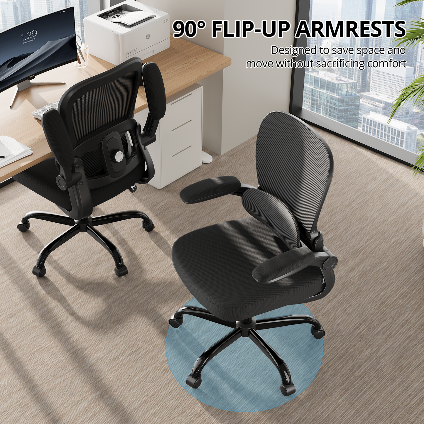 Ergonomic Mesh Office Chair with Adjustable Lumbar Support, Black